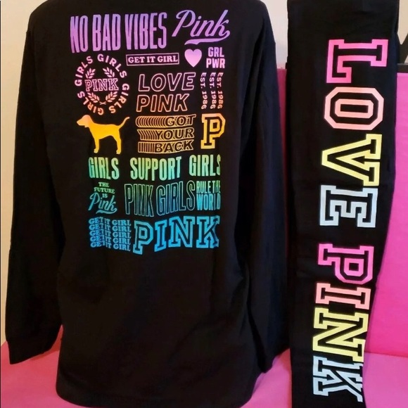 PINK Victoria's Secret Tops - RAINBOW CAMPUS TEE & HIGH WAIST OMBRÉ LEGGINGS